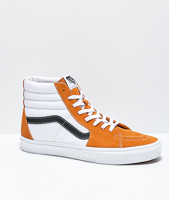 Vans Sk8Hi Apricot Orange, White & Black Skate Shoes Zumiez