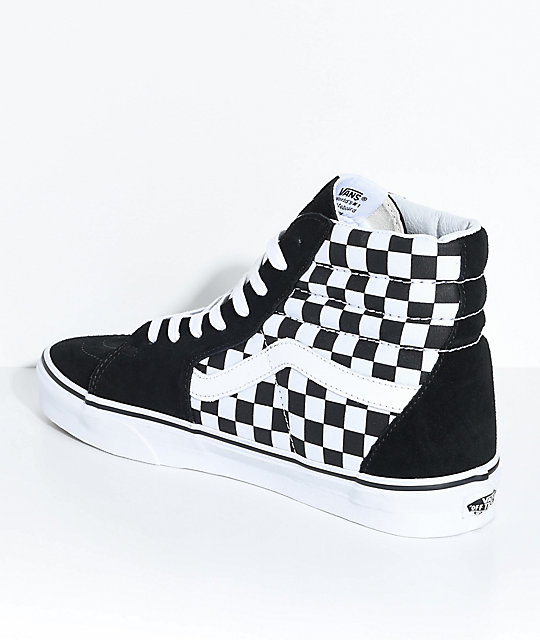 Vans Sk8-Hi Black & White Checkered Skate Shoes | Zumiez