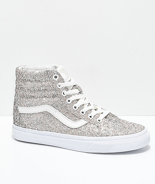 silver sparkly vans shoes