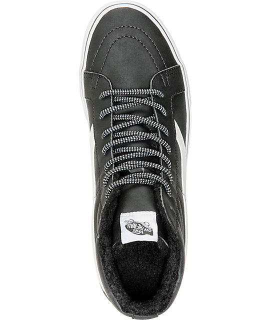 Vans Sk8-Hi Leather Fleece Skate Shoes | Zumiez