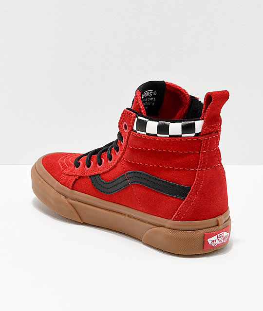 red and cream checkered vans