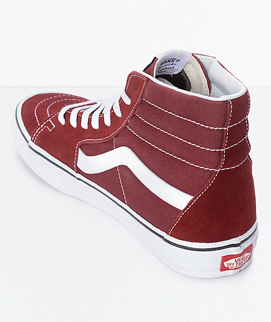 Vans Sk8-Hi Madder Brown & White Skate Shoes | Zumiez
