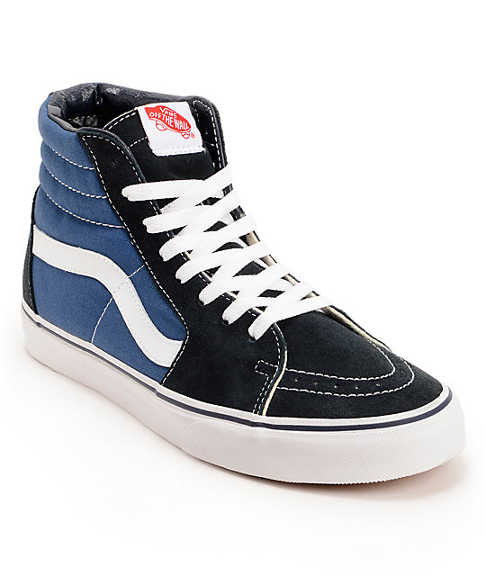 Vans Sk8-Hi Navy, Black \u0026 White Skate Shoes | Zumiez