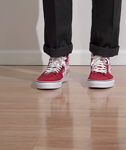 Mejorar árabe negativo Vans Sk8-Hi OTW zapatos de skate de color rojo chile