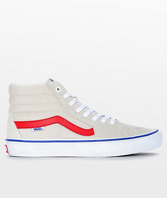 Vans Sk8 Hi Pro Birch Red White Skate Shoes Zumiez