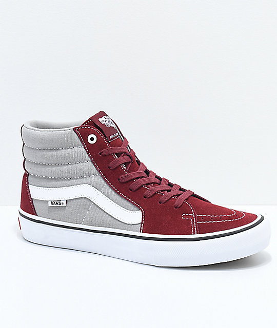 vans red and grey
