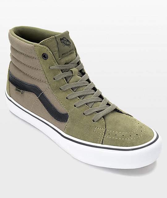 Vans Sk8-Hi Pro zapatos de skate en negro y color olivo | Zumiez
