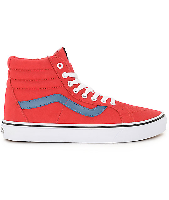 Vans Sk8-Hi Red and Blue Canvas Skate Shoes | Zumiez