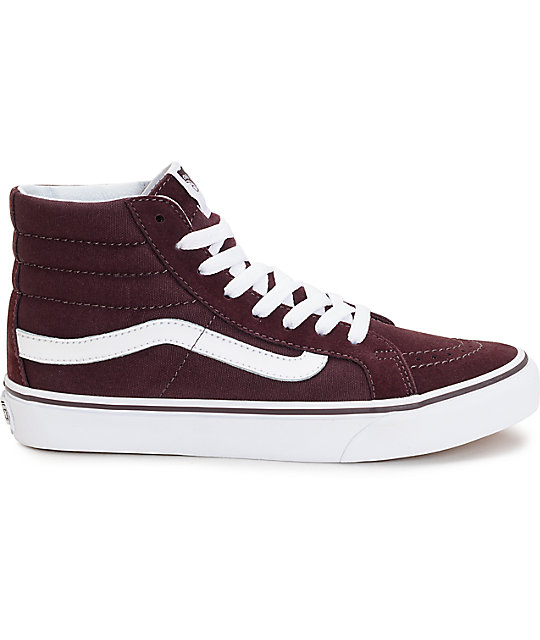 Vans Sk8 Hi Slim Iron Brown & White Shoes | Zumiez