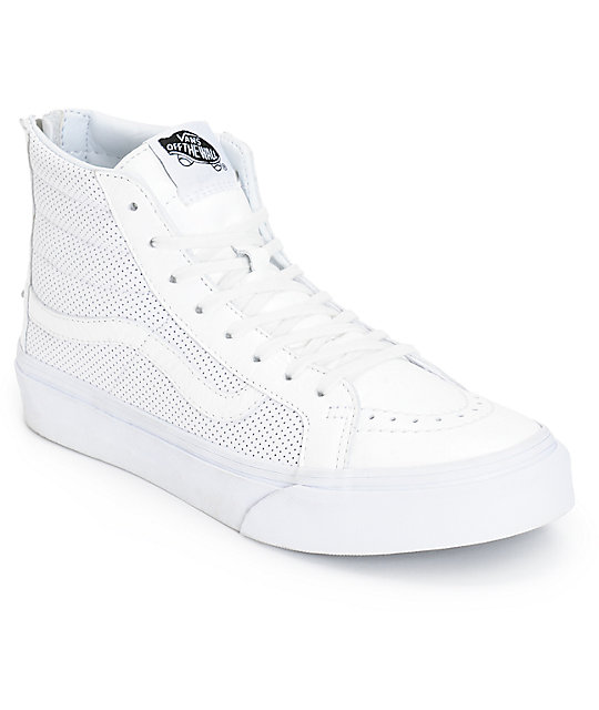 Vans Sk8-Hi Slim White Perforated Shoes Vans Sk8-Hi Slim White Perforated Shoes