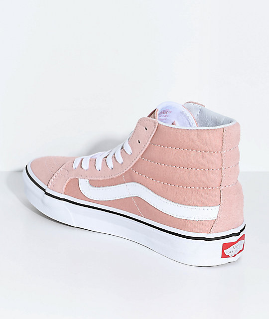 Vans Sk8-Hi Slim Zephyr Pink & White Skate Shoes | Zumiez