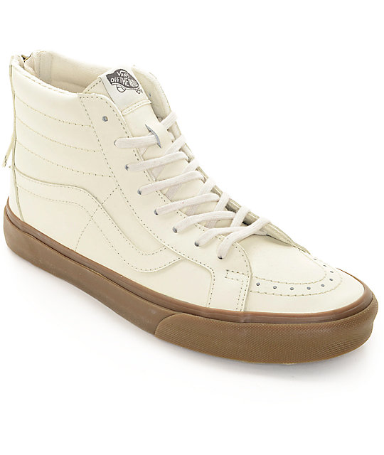 Vans Sk8-Hi Zip zapatos de skate (Hombres) en cuero blanco y goma 