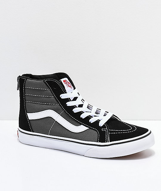 Vans Sk8-Hi Zippered Black, Charcoal & White Skate Shoes Vans Sk8-Hi Zippered Black, Charcoal & White Skate Shoes