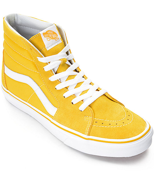 Vans Sk8-Hi zapatos de skate en blanco y amarillo | Zumiez