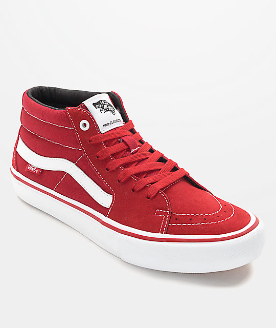 Vans Sk8-Mid Pro zapatos de skate en rojo y blanco | Zumiez