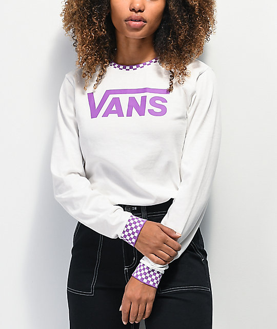 purple and white vans shirt