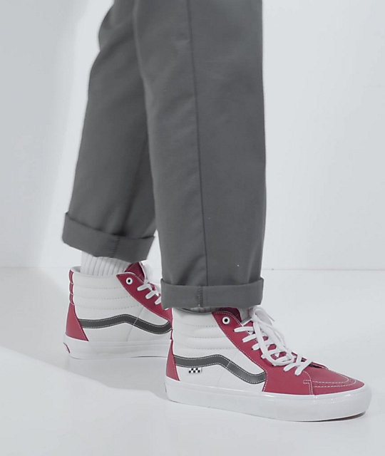 Overlappen garen Vertolking Vans Skate Sk8-Hi Sport Leather Chili & White Skate Shoes