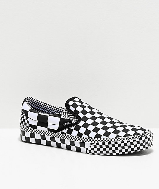 vans checkerboard black slip on