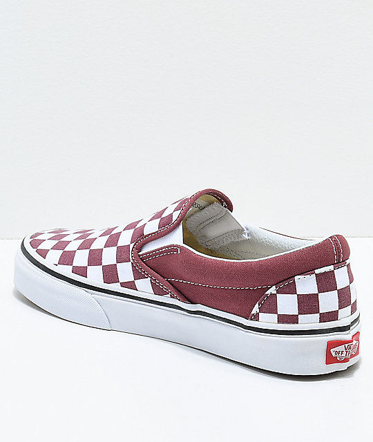 checkered vans maroon