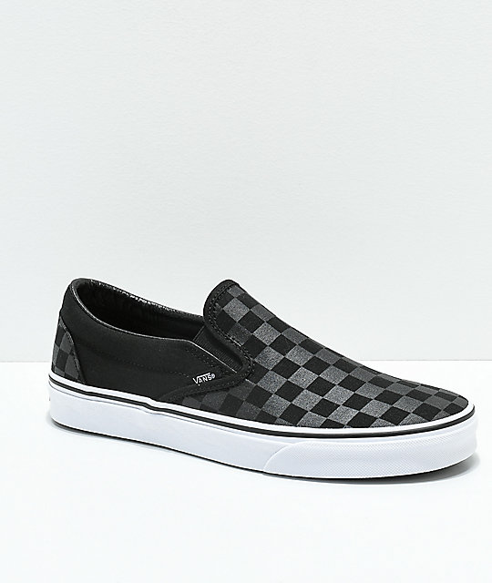 Vans Slip-On Black & Grey Checkerboard Skate Shoes | Zumiez