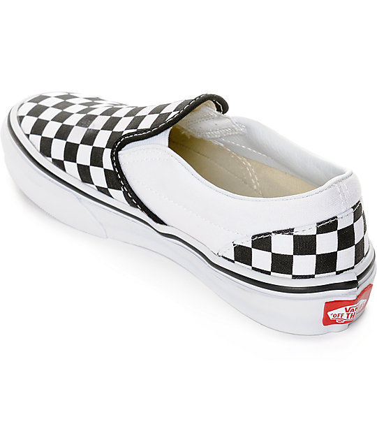 Vans Slip-On Black & White Checkered Boys Skate Shoes | Zumiez