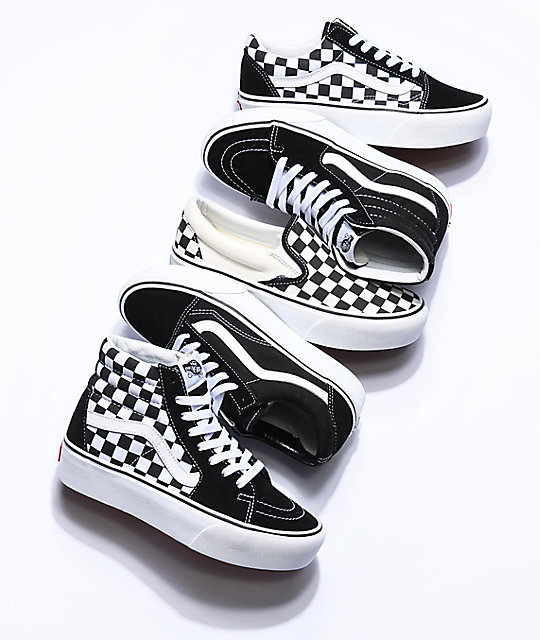 Vans Slip-On Black & White Checkered Platform Skate Shoes | Zumiez