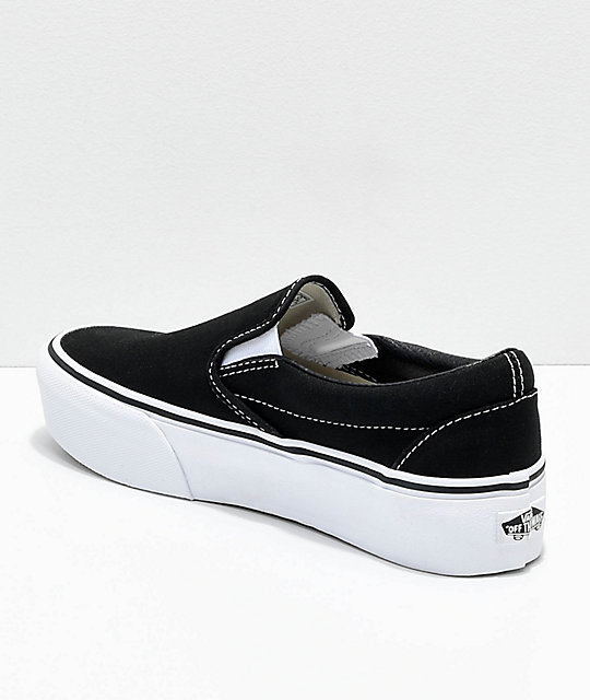 Vans Slip-On Black & White Platform Skate Shoes | Zumiez