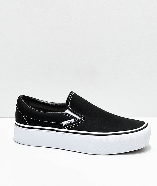 Vans Slip-On Black & White Platform Shoes Vans Slip-On Black & White Platform Shoes