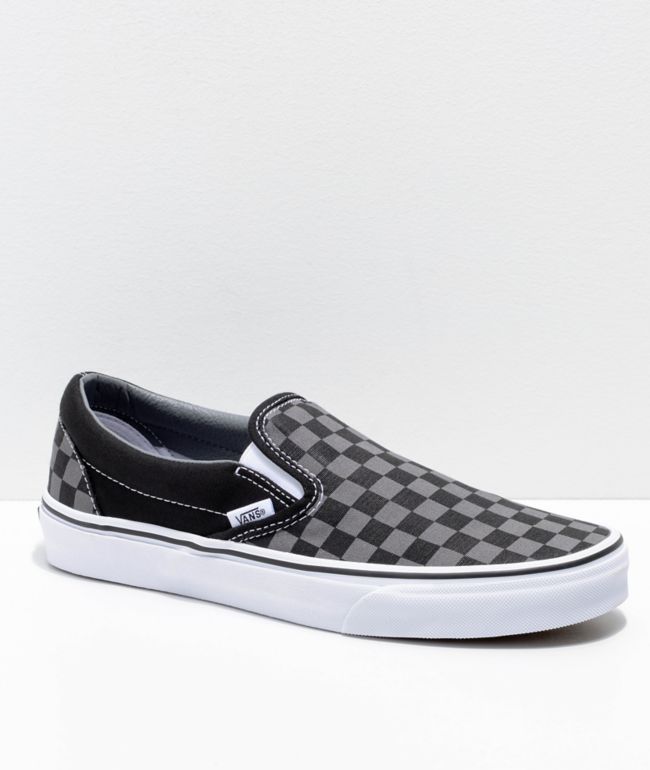 grey and white checkerboard vans