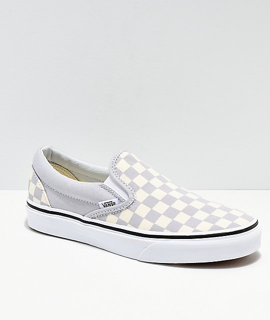 gray white checkered vans