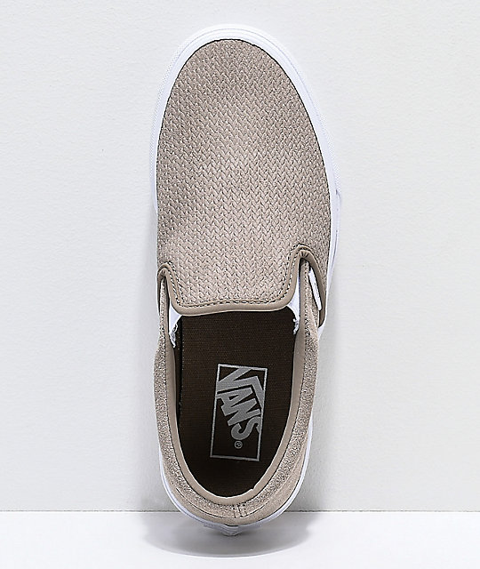 tan suede slip on vans