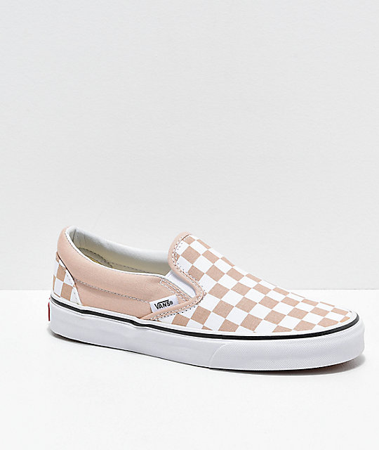 tan and white checkered vans