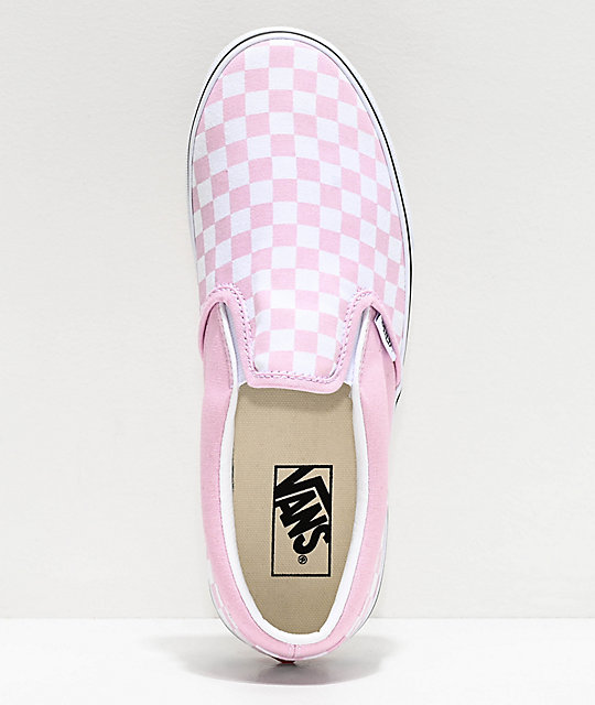 Vans Slip-On Lilac & Snow White Checkerboard Skate Shoes | Zumiez