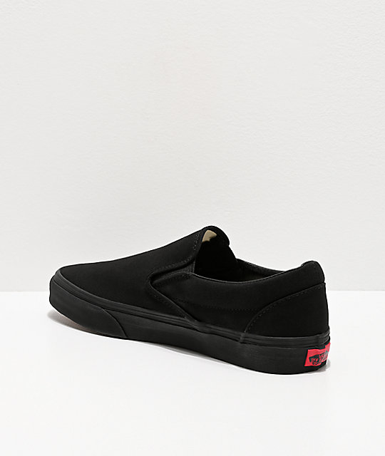 Vans Slip-On Monochromatic Black Skate Shoes | Zumiez