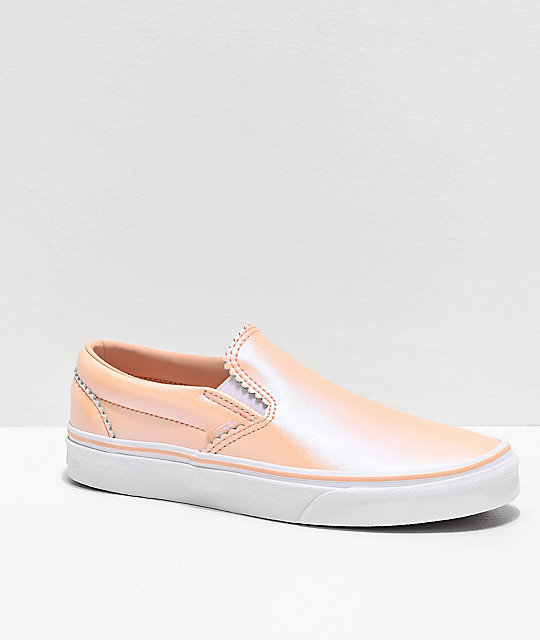 pink suede vans slip on