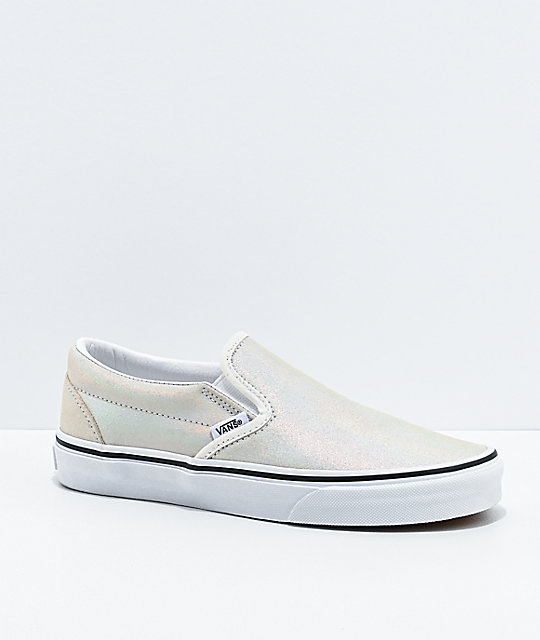 white slip on skate shoes