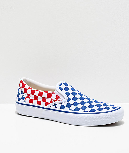 blue red checkered vans