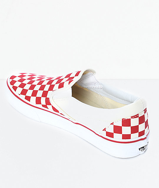 Vans Slip-On Red & White Checkered Skate Shoes | Zumiez