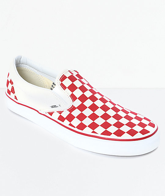 red check vans cheap online