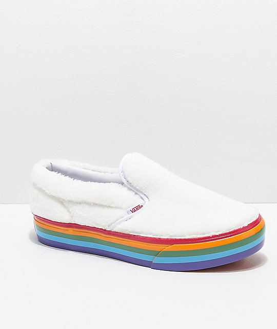 vans rainbow slip on shoes