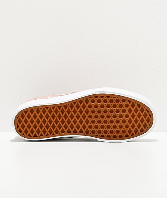 vans suede slip on platform fur pink