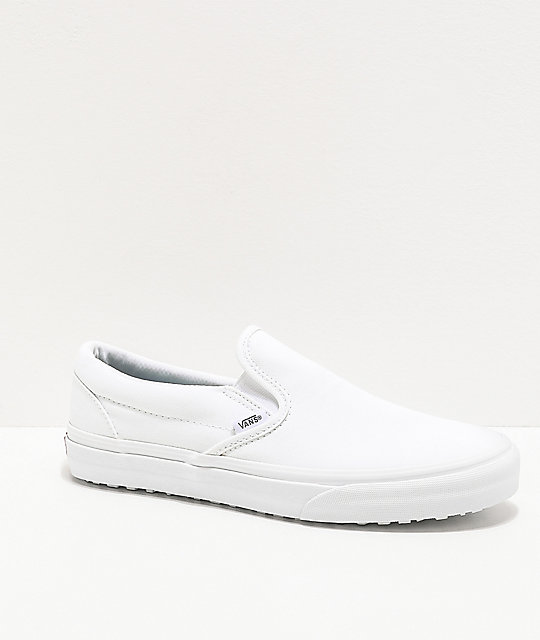 vans authentic leather white mono