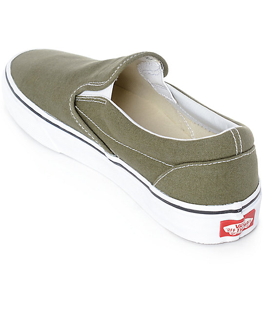 Vans Slip-On Winter Moss Green & White Skate Shoes | Zumiez