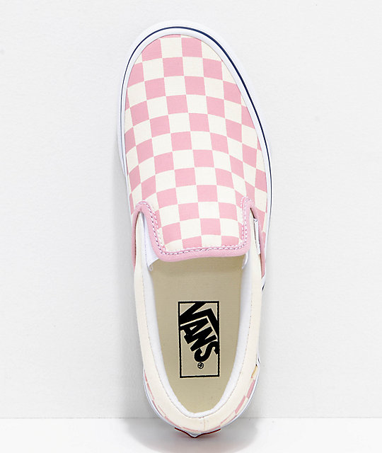 vans slip on chex skate shoe pink cheap 