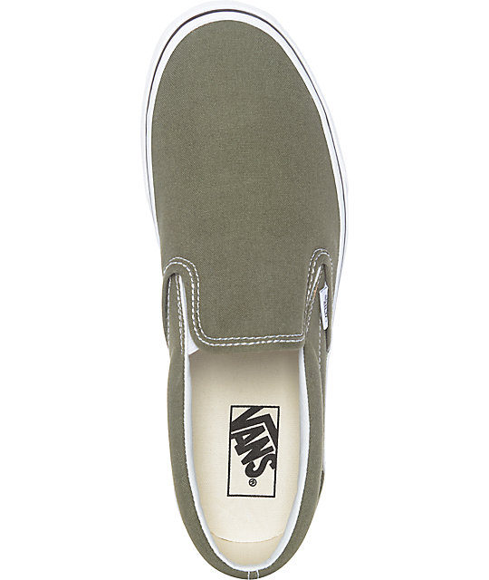 Vans Slip-On zapatos de skate en blanco y verde musgo | Zumiez
