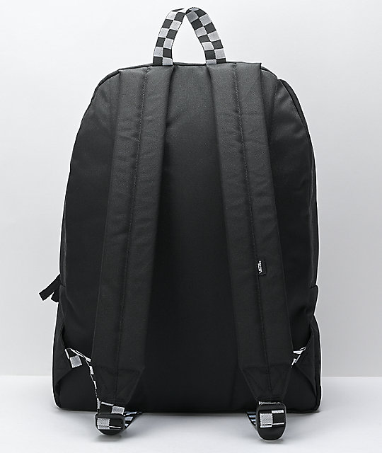 Vans Sporty Realm Black & Floral Checkerboard Backpack Zumiez
