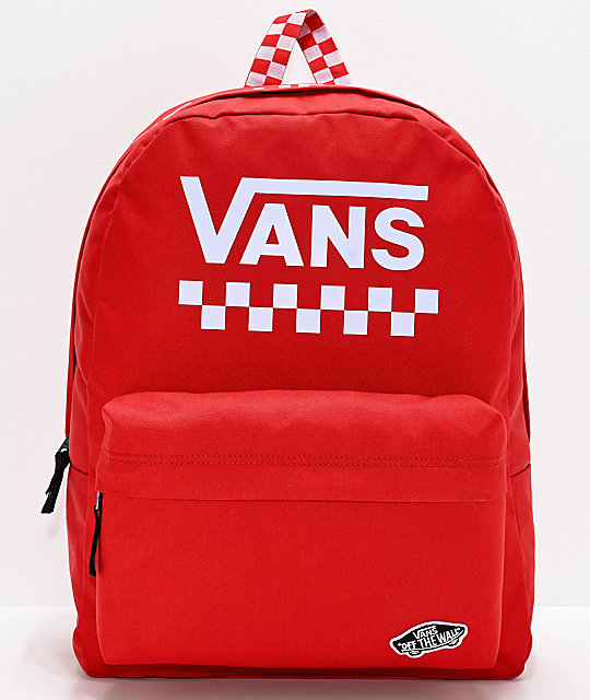 Vans Sporty Realm Red & Checkerboard Backpack | Zumiez