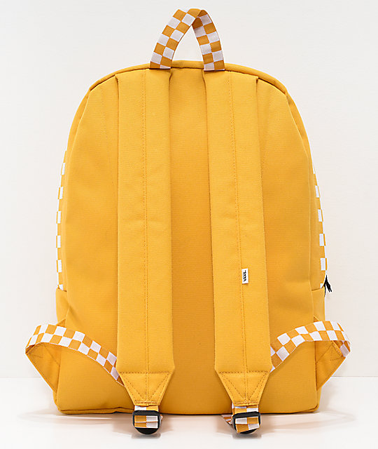 vans checkerboard backpack yellow