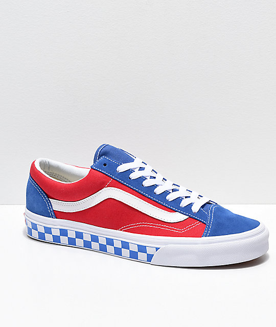 buy \u003e blue and red checkerboard vans 