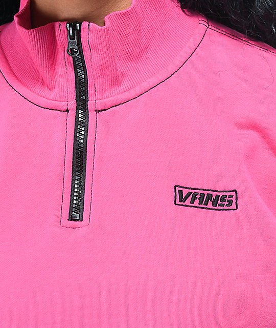 Download Vans Thread It Pink Half Zip Mock Neck Crop Sweatshirt ...